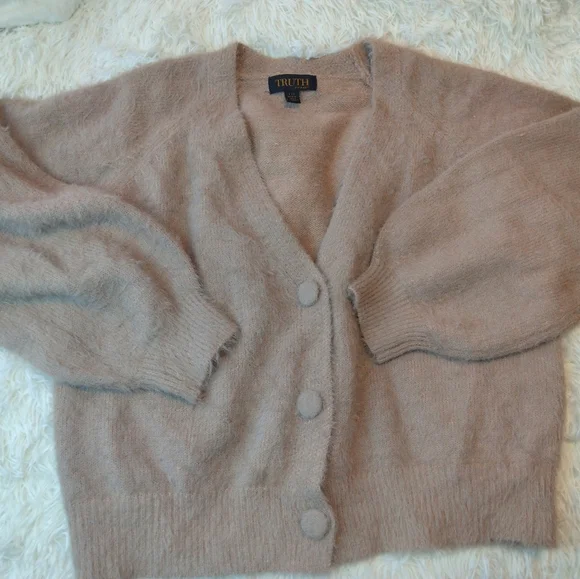 Truth By Republic Fuzzy Button Up Textured Knit Cardigan Sweater Size L - Picture 6 of 10
